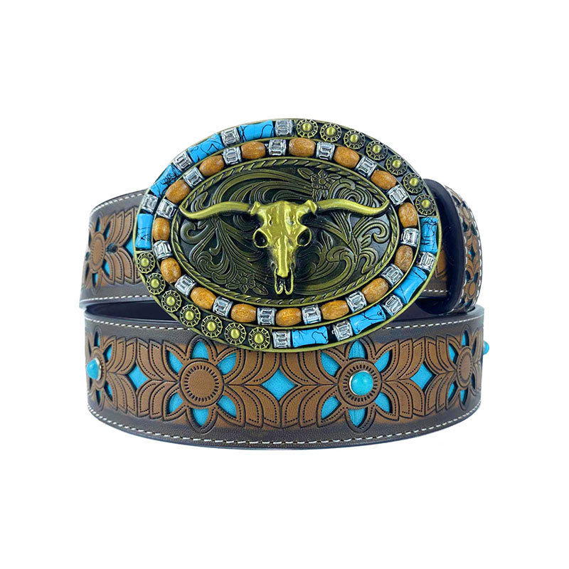 TOPACC Western Turquoise Belts for Women Men Cowgirl Cowboy Country Fa