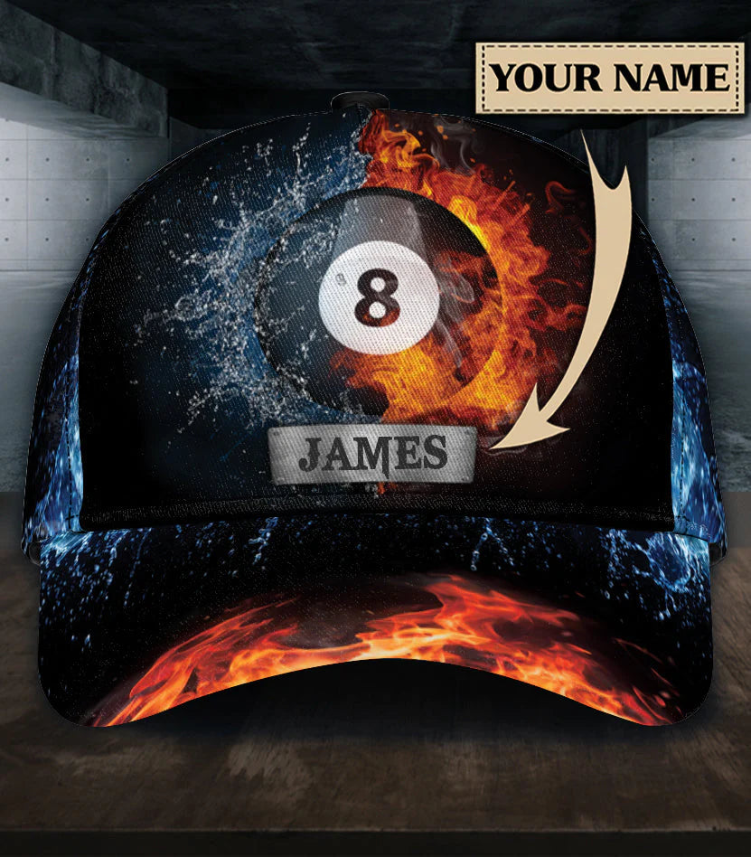Water And Fire Billiard Cap, Custom Billiard Snooker Hat, Black Cap, F