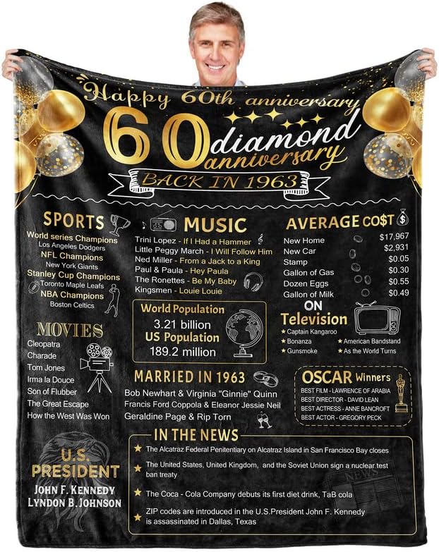 60th Wedding Anniversary Blanket Gift, 60th Marriage Anniversary