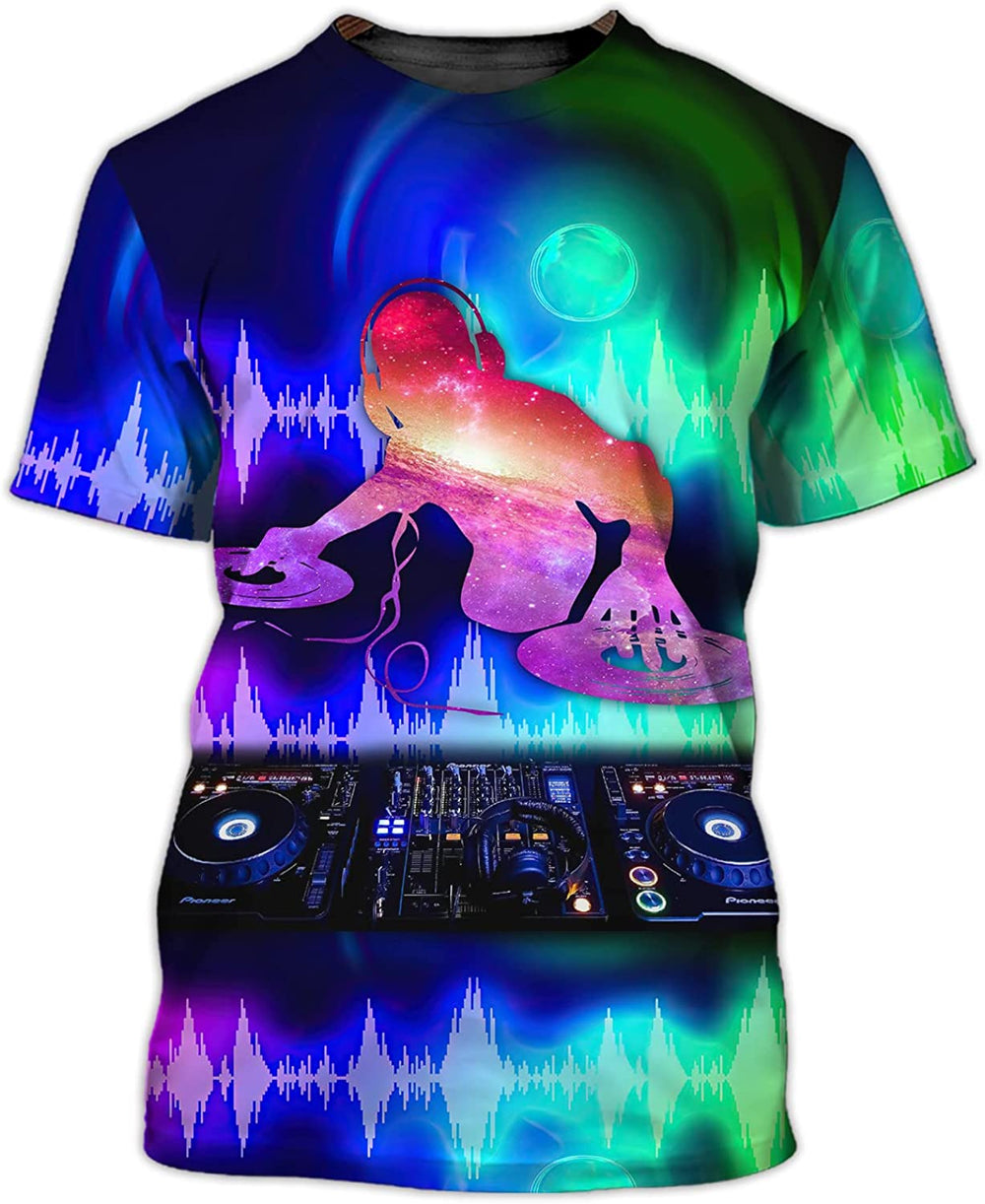 DJ Music Disc Sound Wave Graphic Design Shirt 3D, Printed Tshirt for M