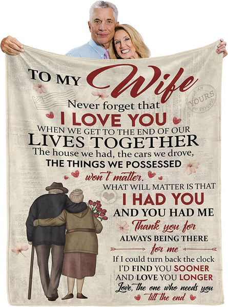 Wedding Anniversary Romantic Gift for Her Blanket, Birthday Gifts for Wife,  Wife Gifts from Husband, Best Wife Birthday Gift Ideas, to My Wife  Ultra-Soft Flannel Throw Blanket 60 x 50 inch 