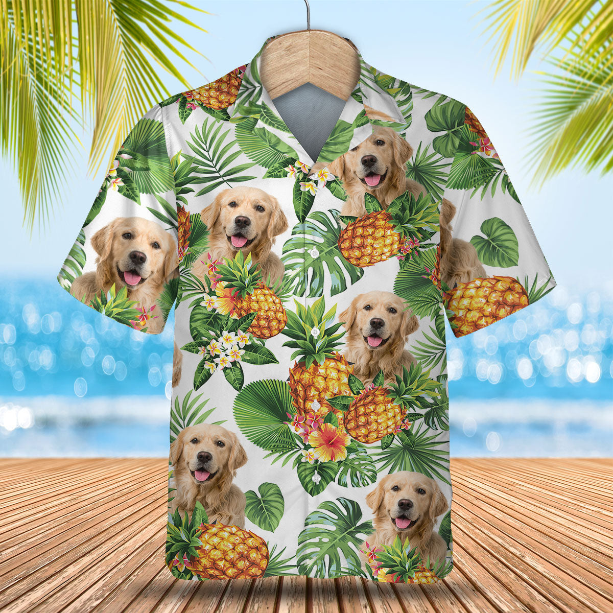 Golden Retriever Dog Funny Hawaiian Shirt