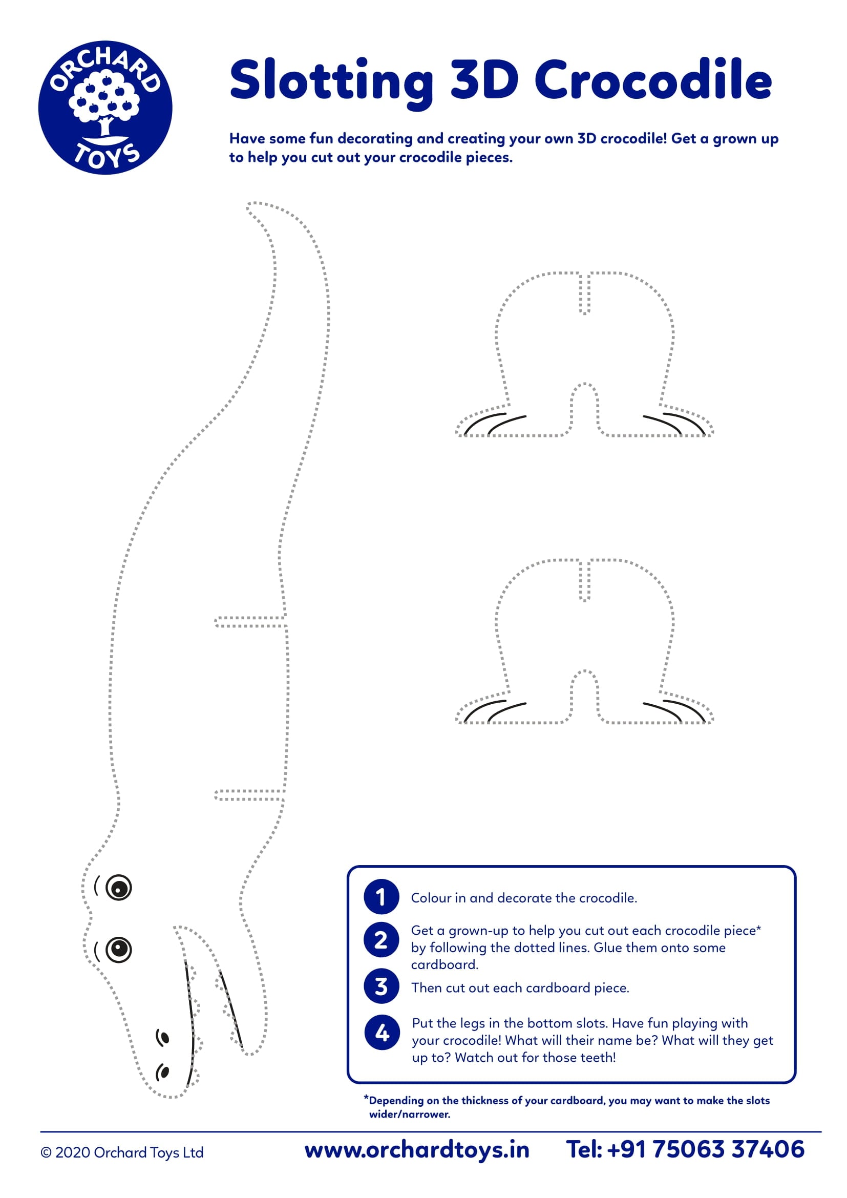 3D Slotting Crocodile Activity Sheet