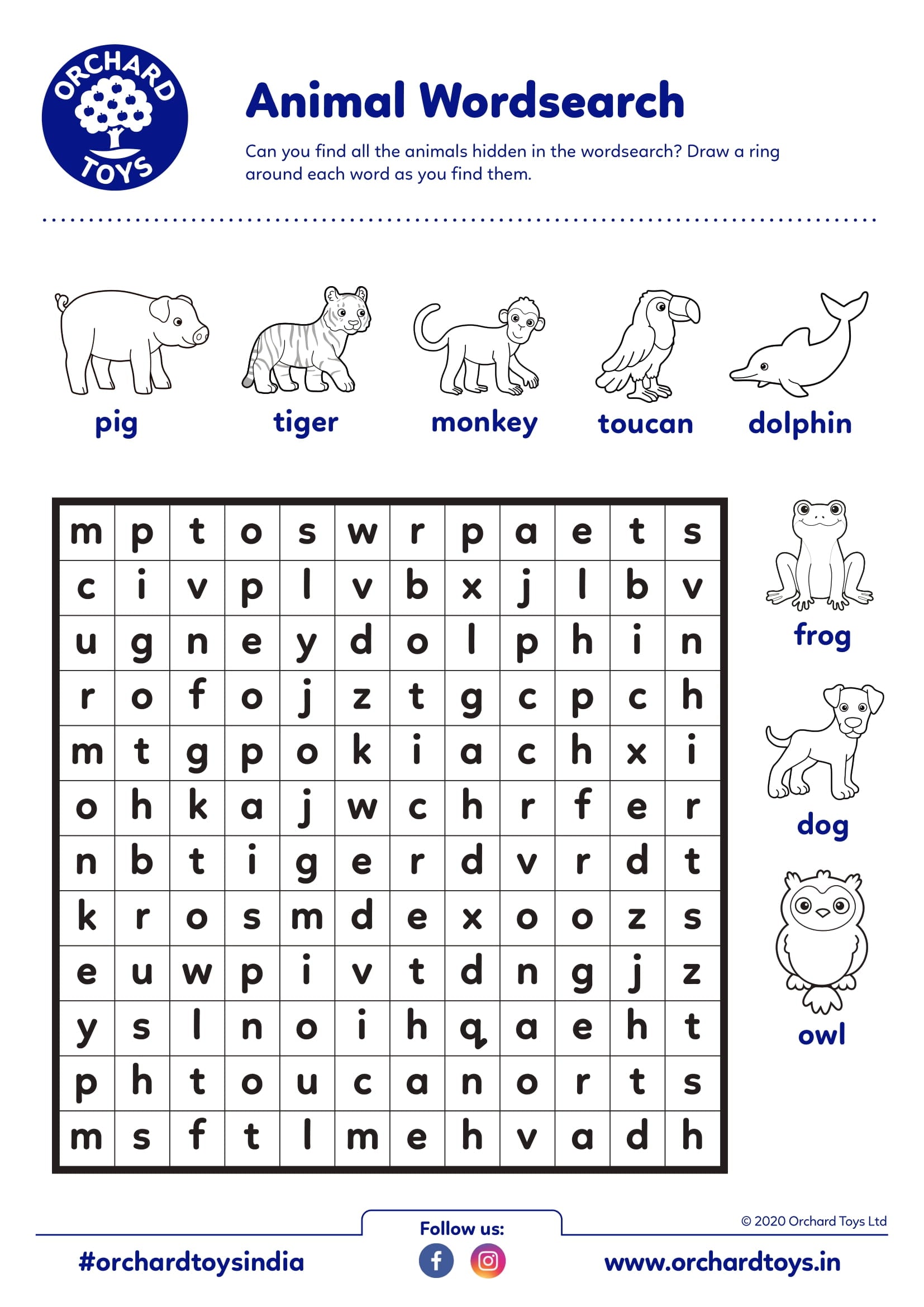 Animal Wordsearch Activity Sheet