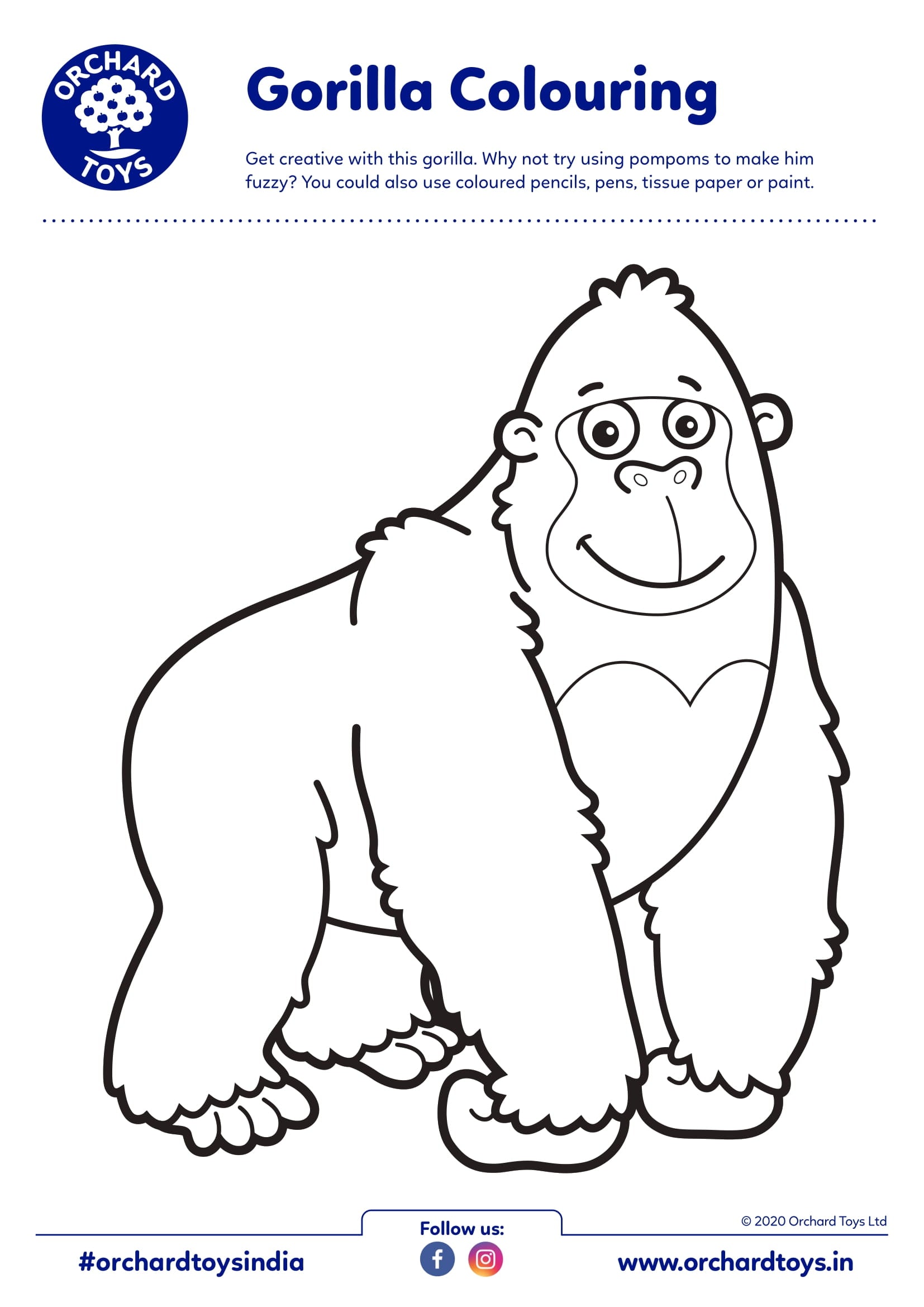 Gorilla Coloring Activity Sheet