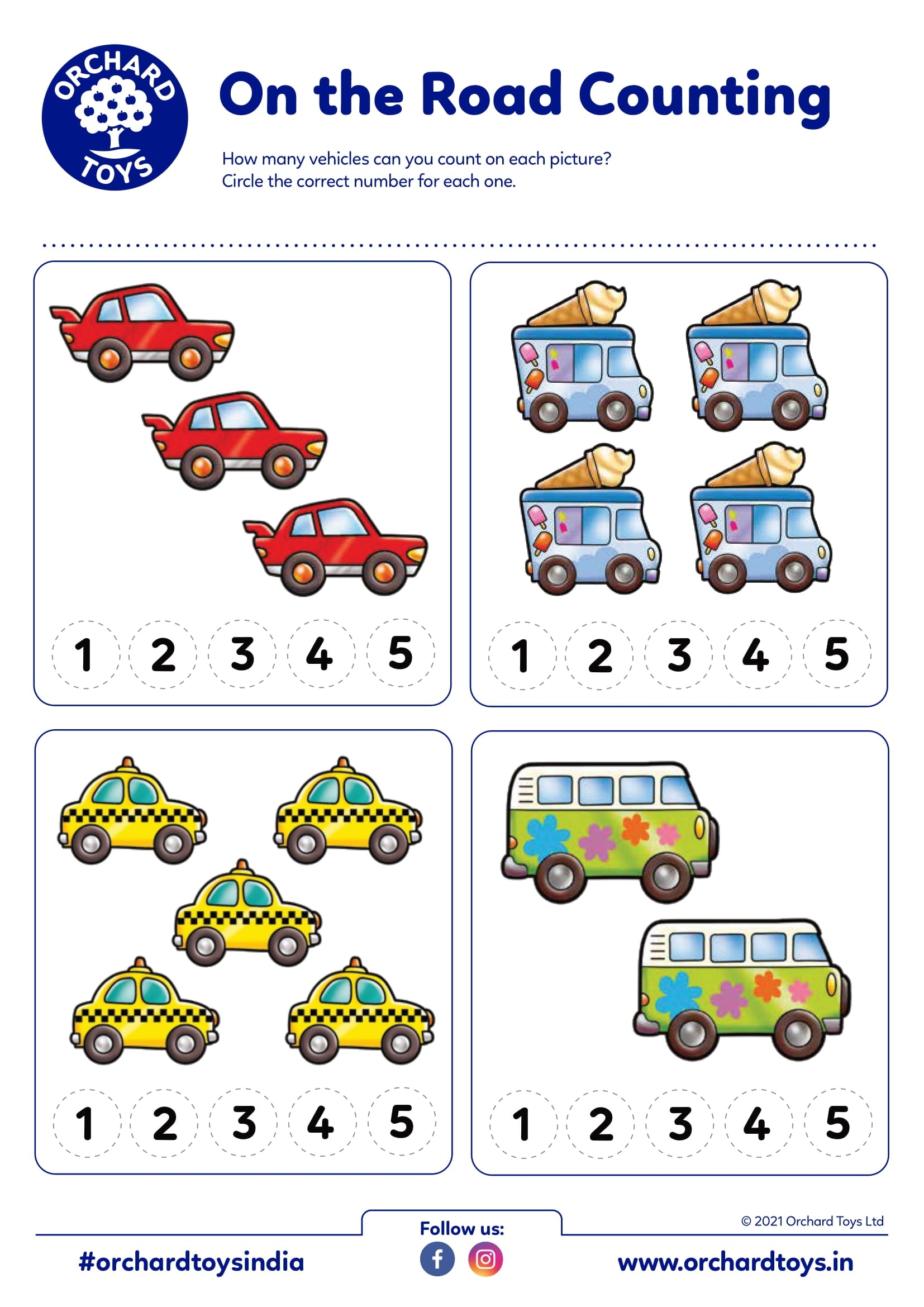 On the Road Counting Activity Sheet