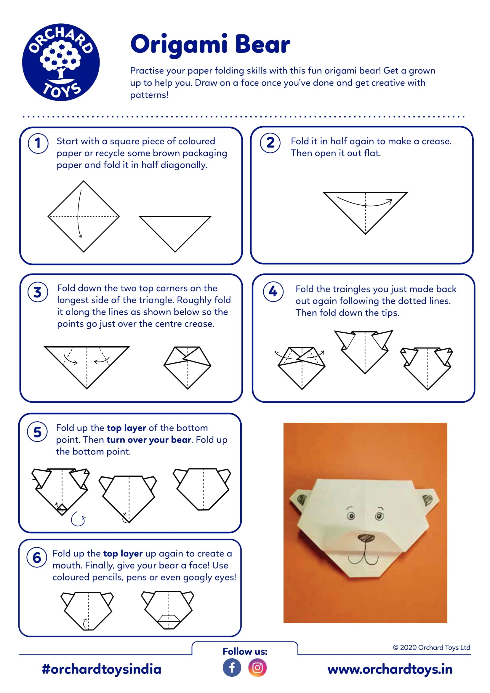 Origami Bear Activity Sheet