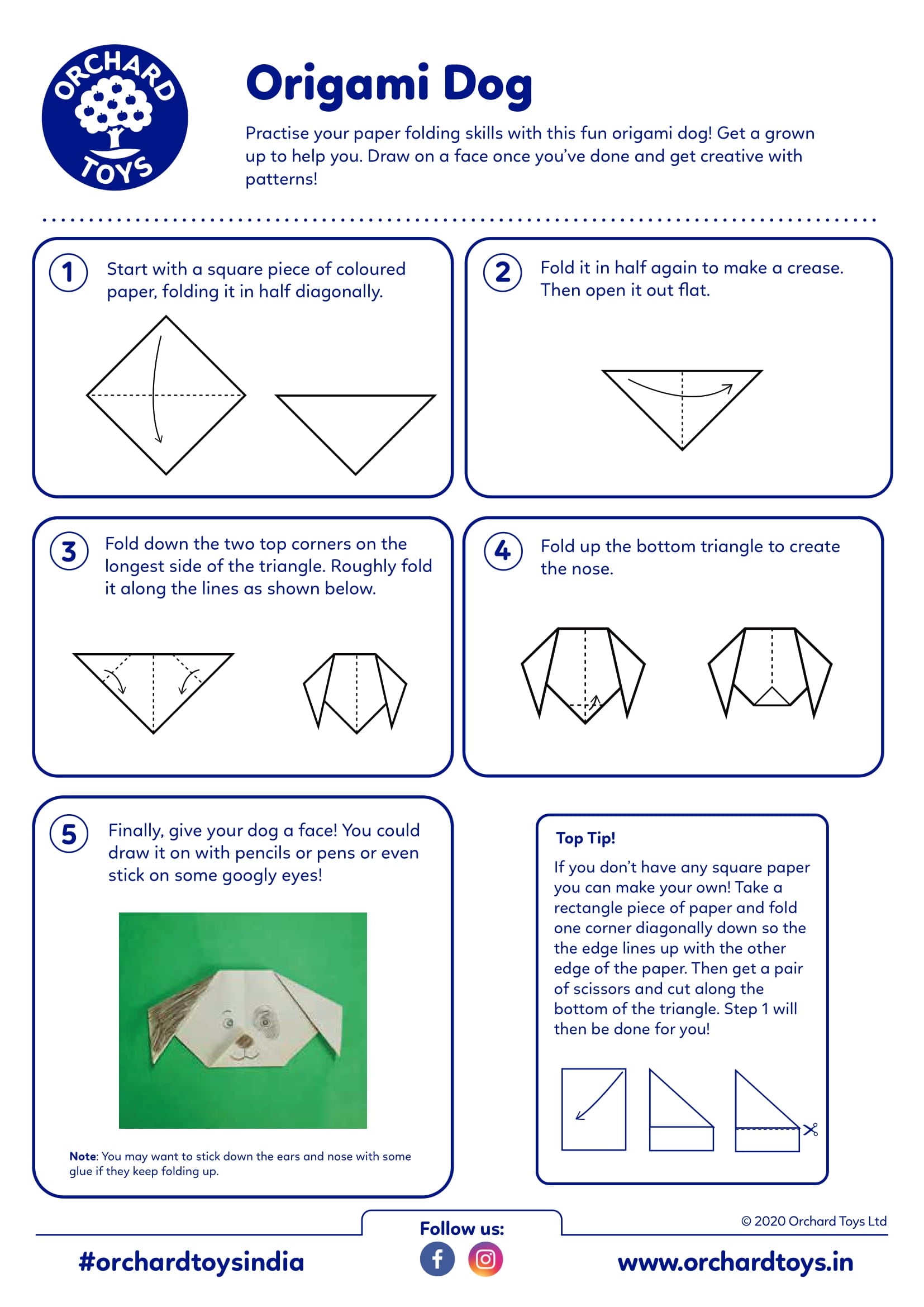 Origami Dog Activity Sheet