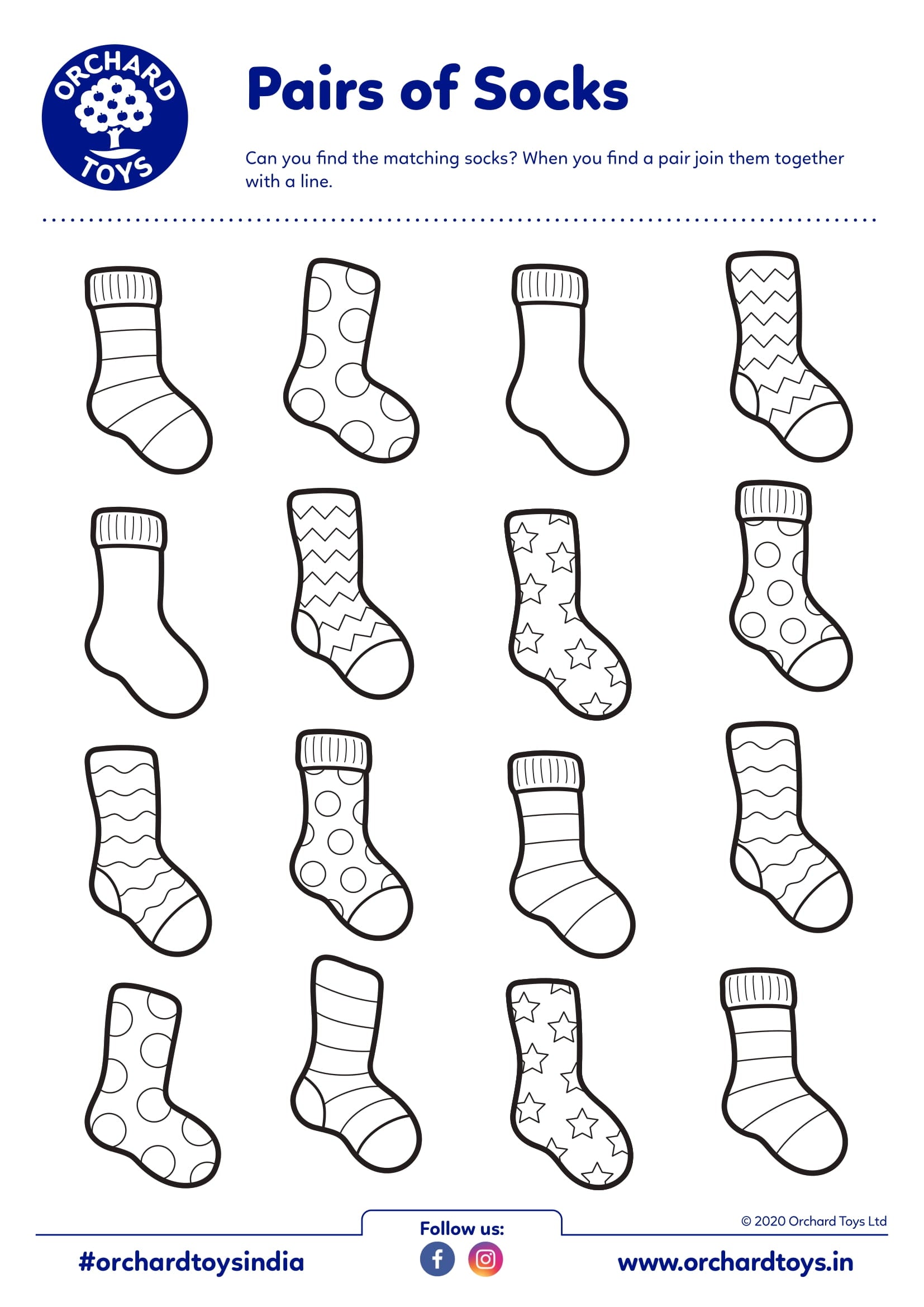 Pair of Socks Activity Sheet