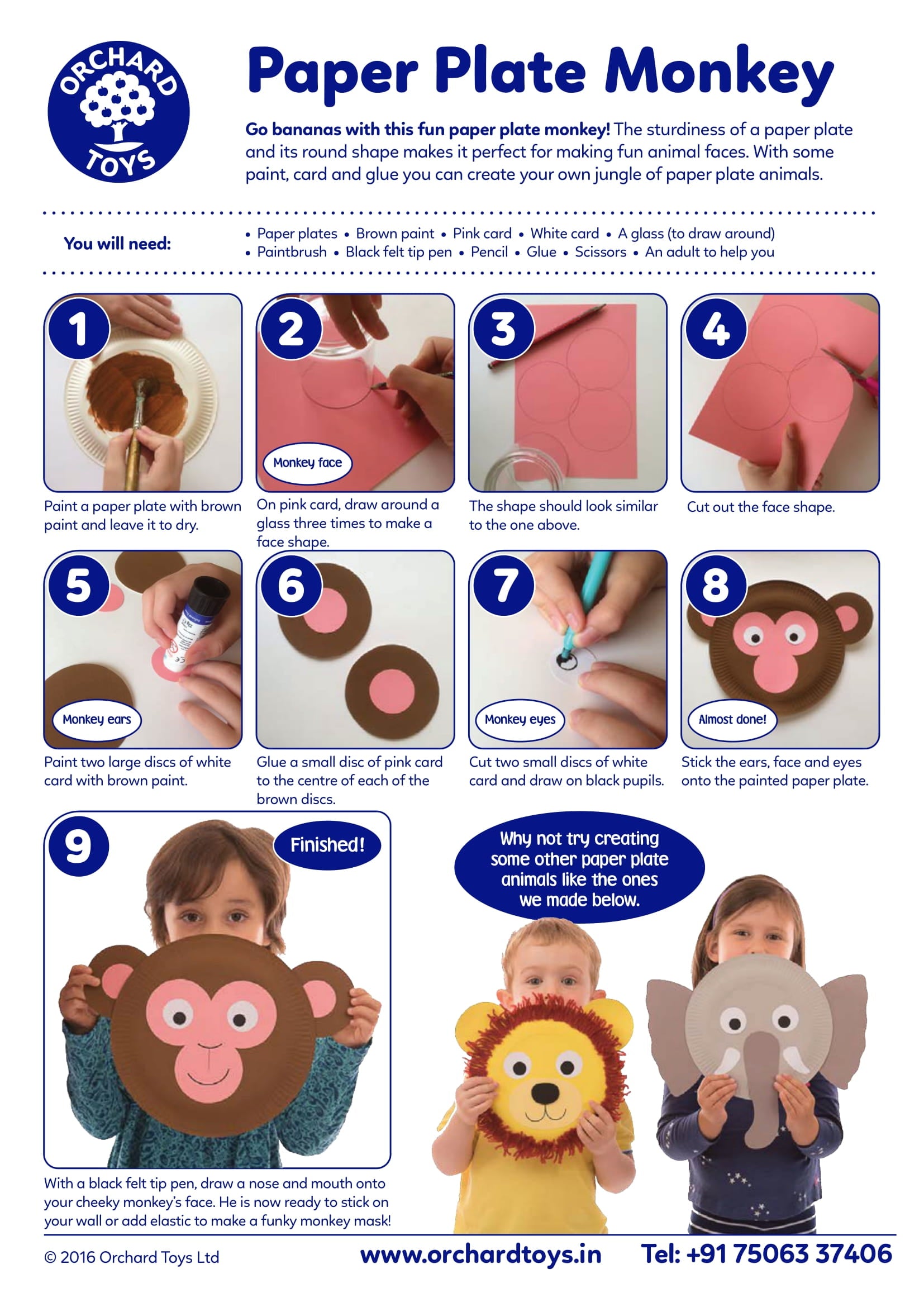 Paper Plate Monkey Craft Sheet