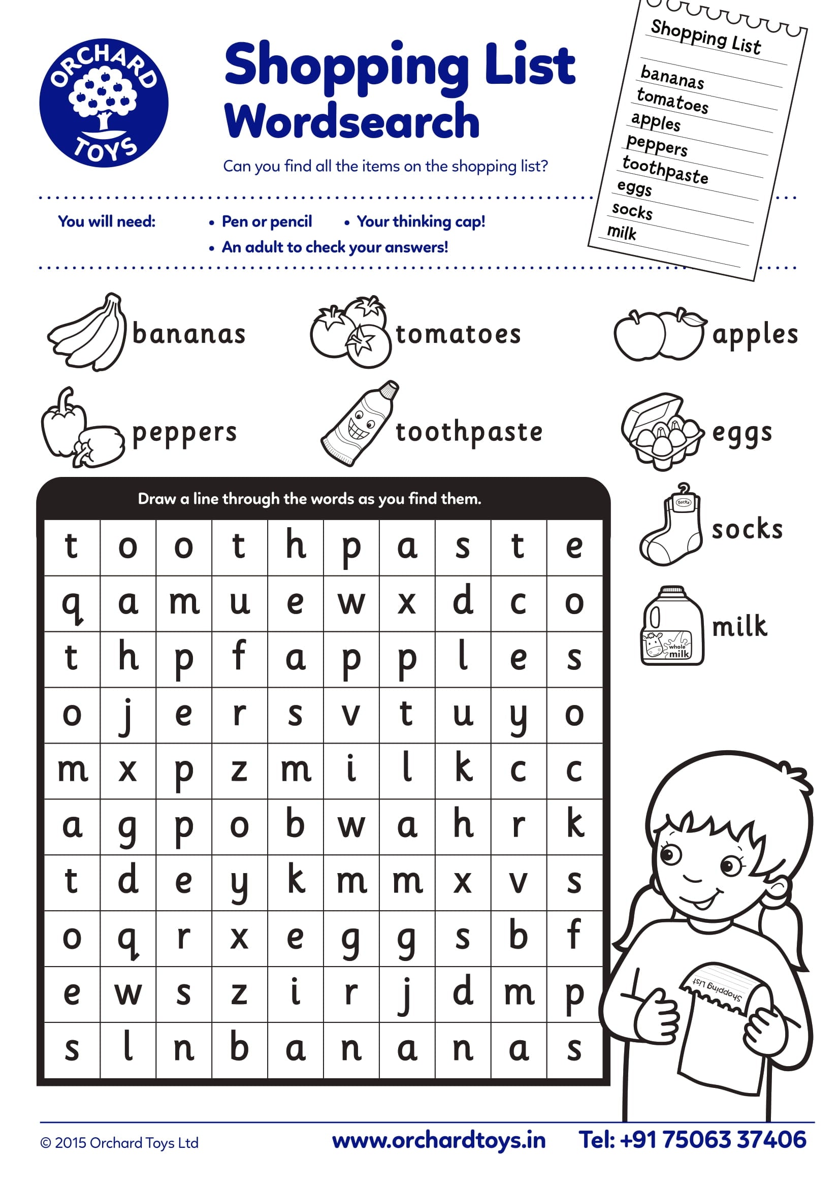 Shopping List Wordsearch