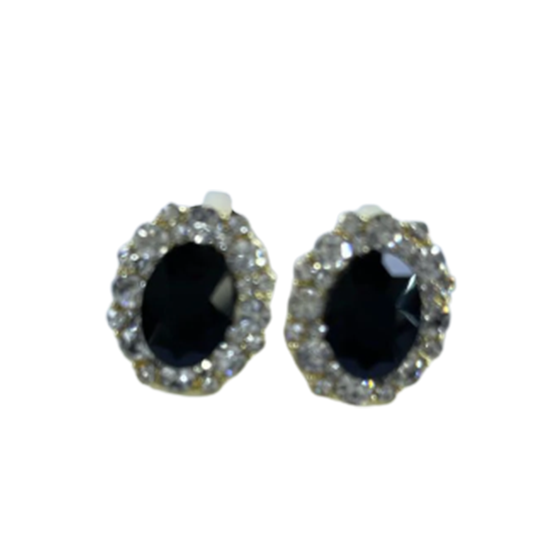 black diamond clip on earrings