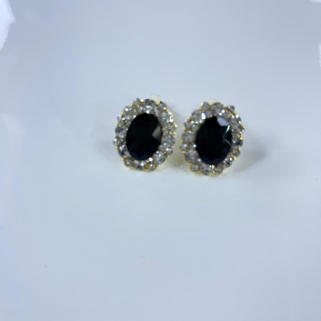 black diamond clip on earrings