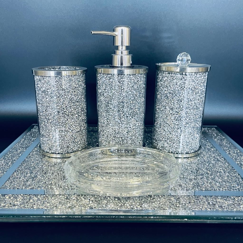 crushed crystal bathroom accessories