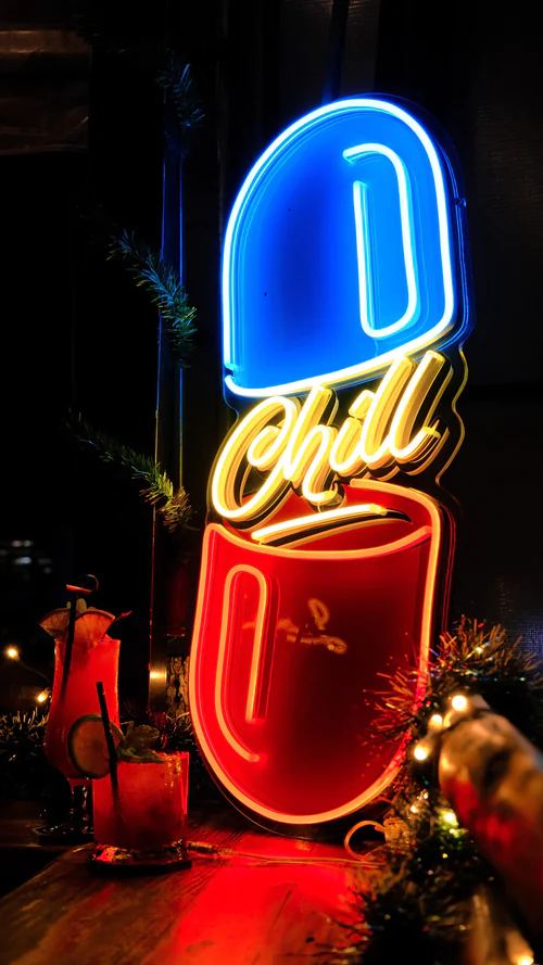 chill pill neon sign for business