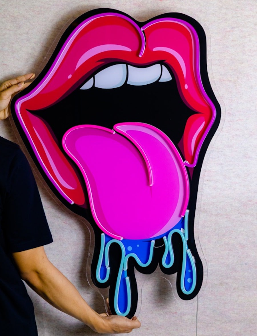 Lips Dripping Artwork Neon Sign