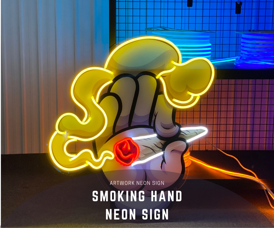 Smoking Hand Artwork Neon Sign