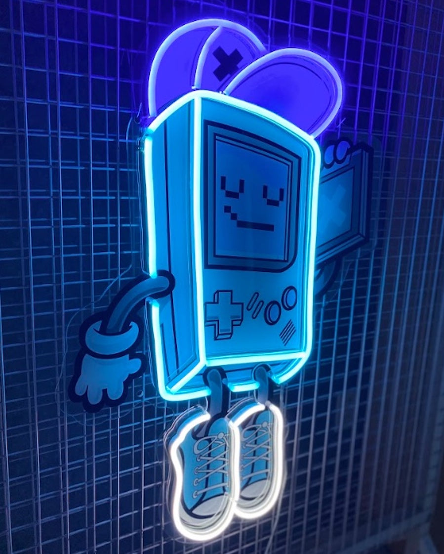 “GAMEBOY” custom LED neon sign offers a distinctive branding