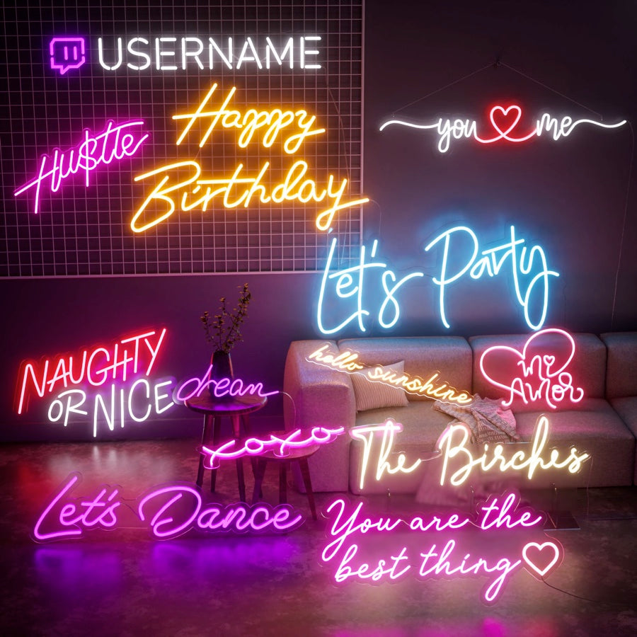Various designs of custom name neon signs