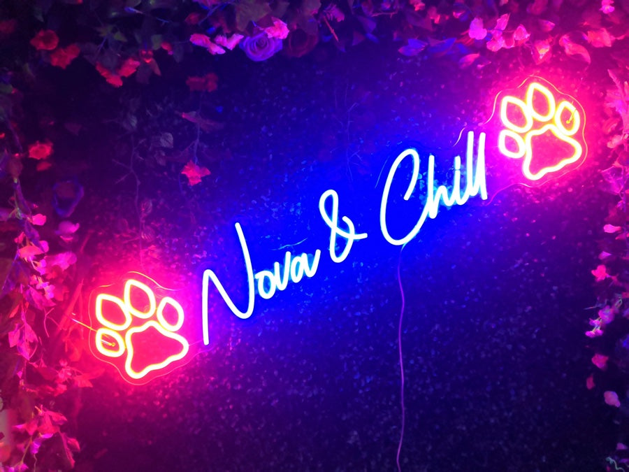 The sayings can be used to create personalized pet neon signs 