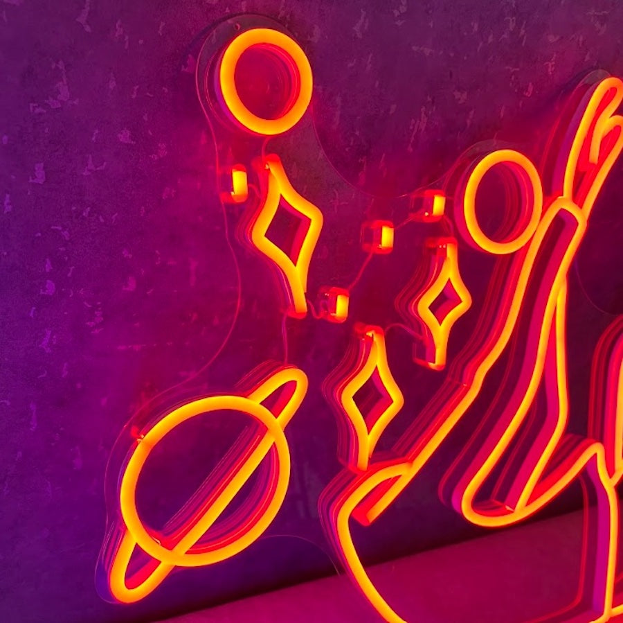 Falling Into Space Neon Sign