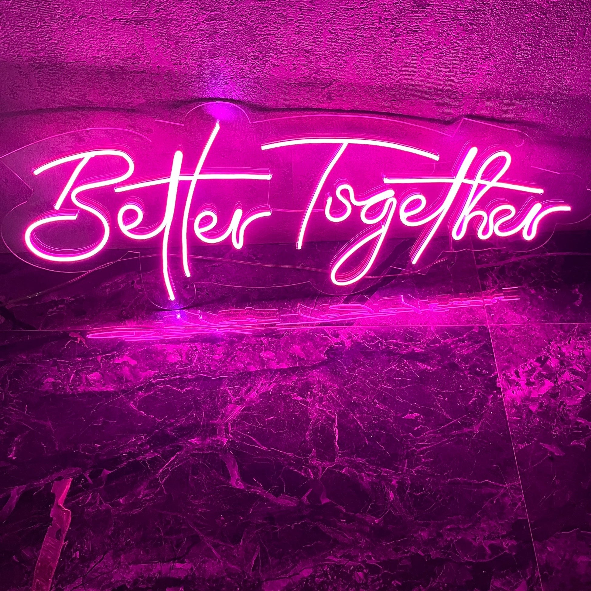 Neon sign "Better Together" with mesmerizing light