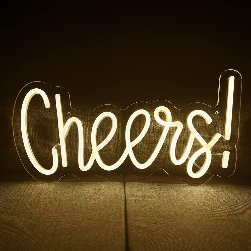 A beer neon sign with cheer