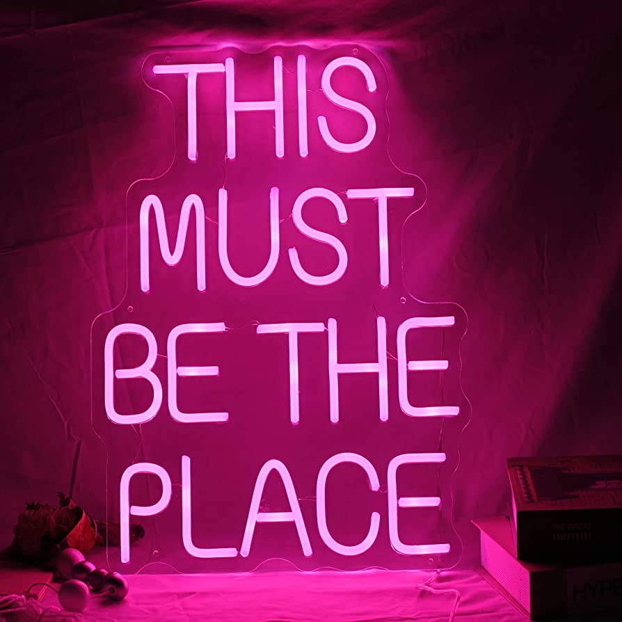 An Custom Event Neon Sign That Point Direction