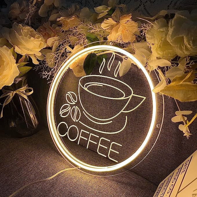 Coffee neon sign logo for shop 