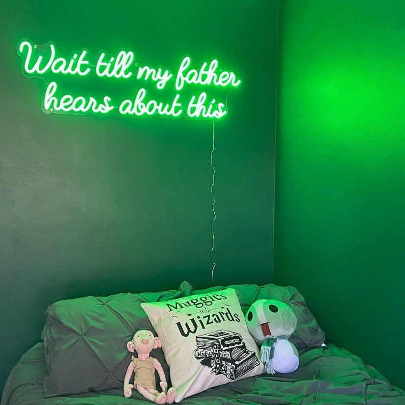 Customizing a neon sign with a funny quote