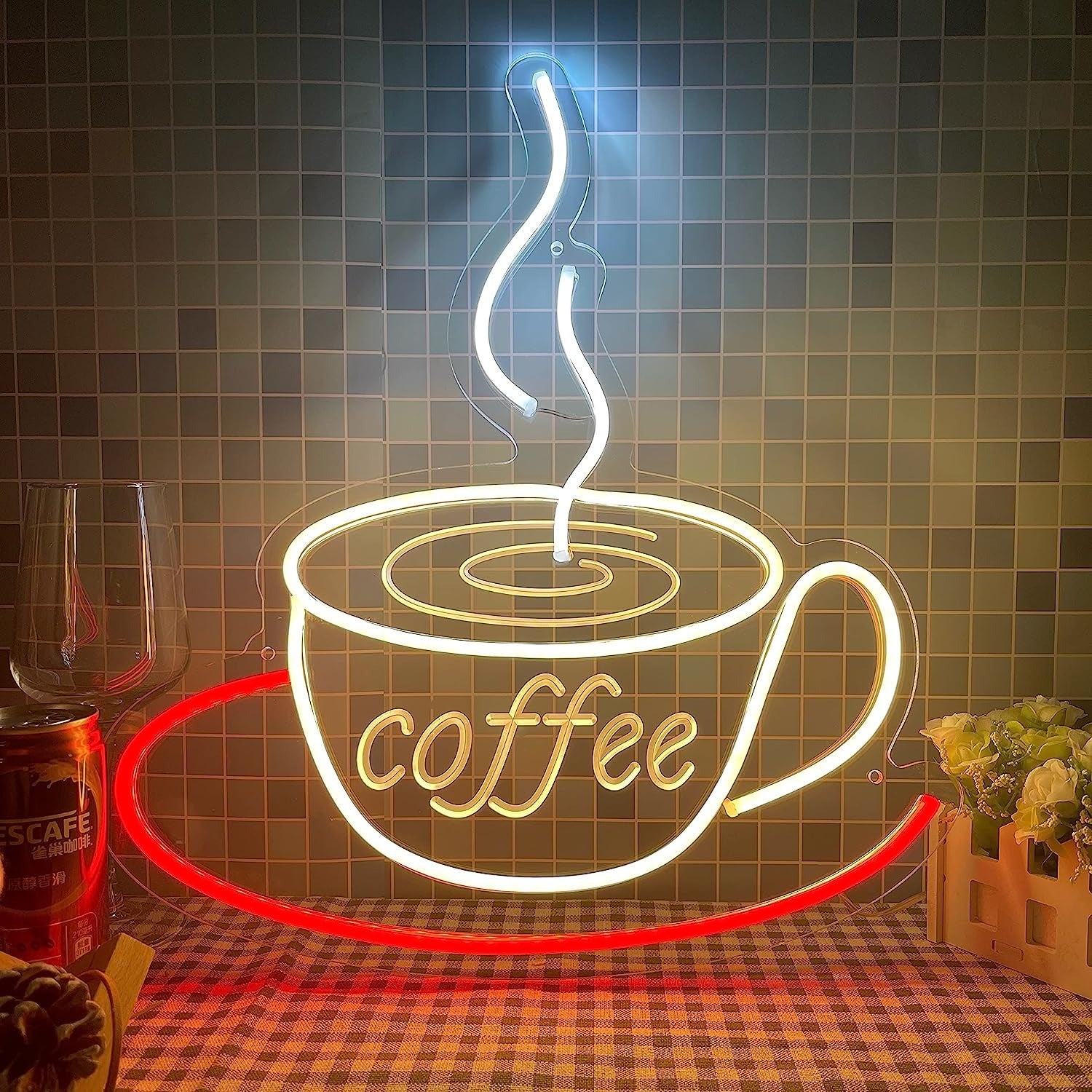 Neon coffee lights offer captivating designs