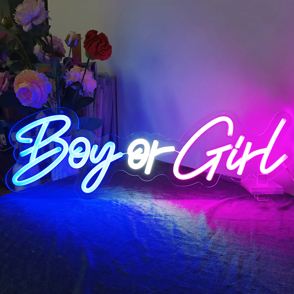 A Custom Neon Sign With Context “Boy Or Girl”