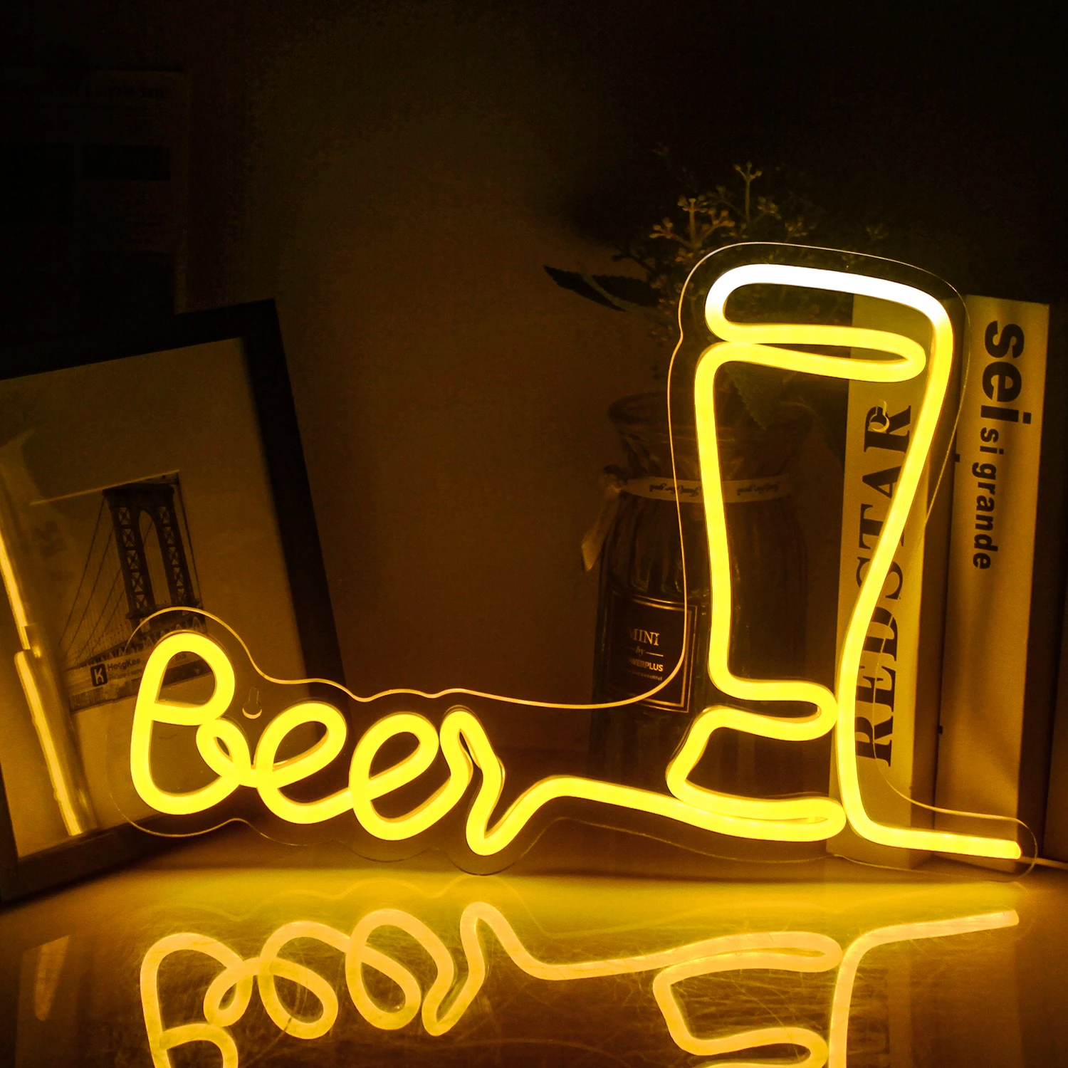 A basic beer neon sign