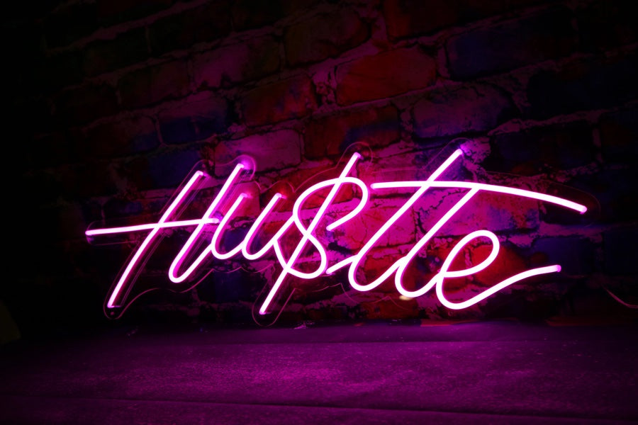 Hustle neon quotes for office bring a visual attractiveness