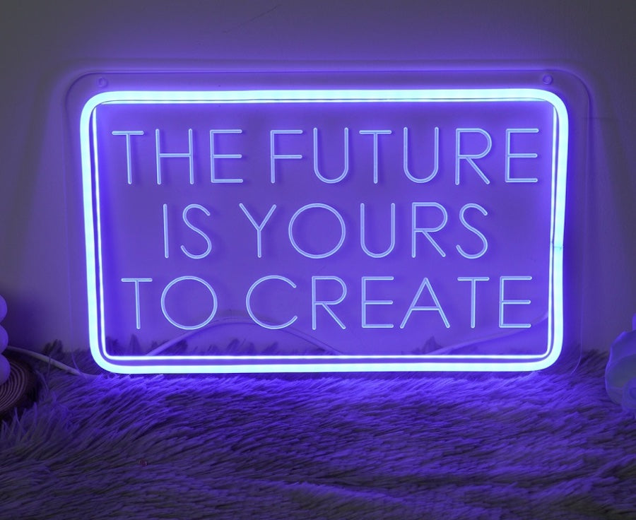 Neon sign quote can inspire everyone to work hard 