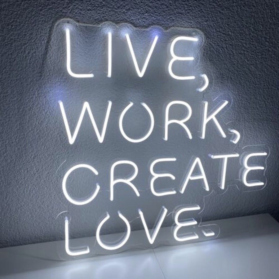 The custom neon sign adds a touch of motivation and uniqueness