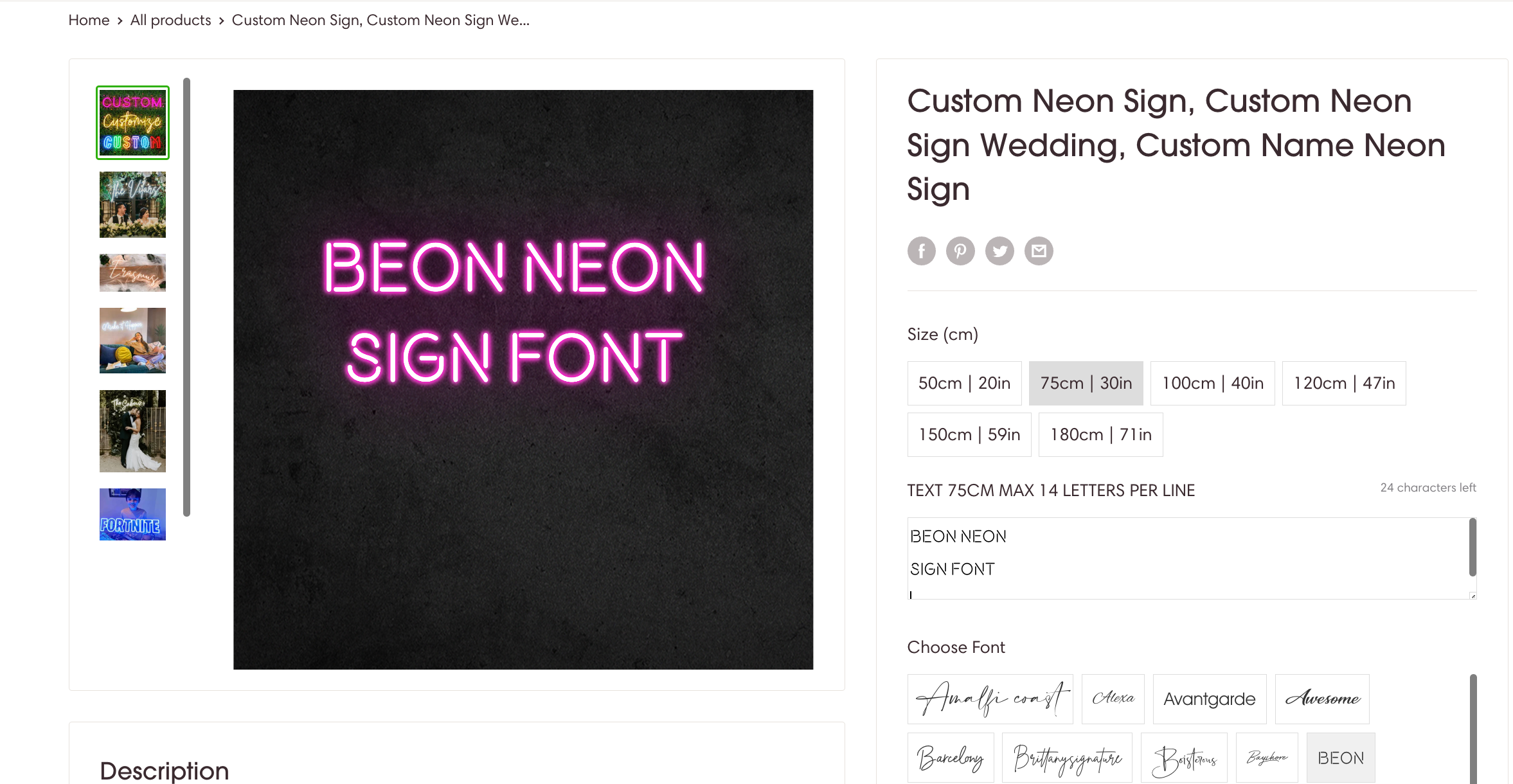 BEON neon sign font