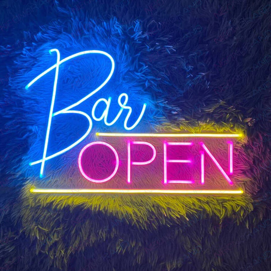 The "Bar Open" LED Neon Sign Light comes in a range of vibrant hues