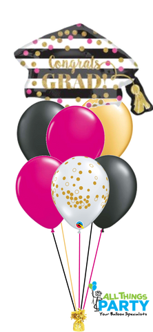 Congratulations Grad Cap Confetti Balloon Bouquet Gr04 Icandy Balloons