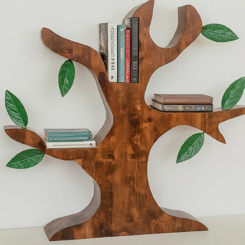 nature themed tree shape inspired bookshelf
