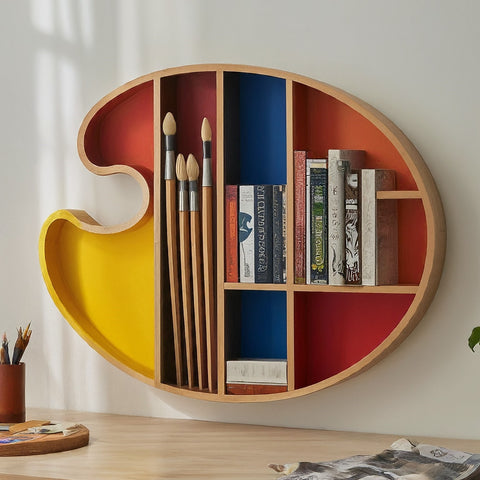art pallet inspired bookshelf design