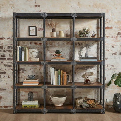 racking units converted into stylish wall bookshelf