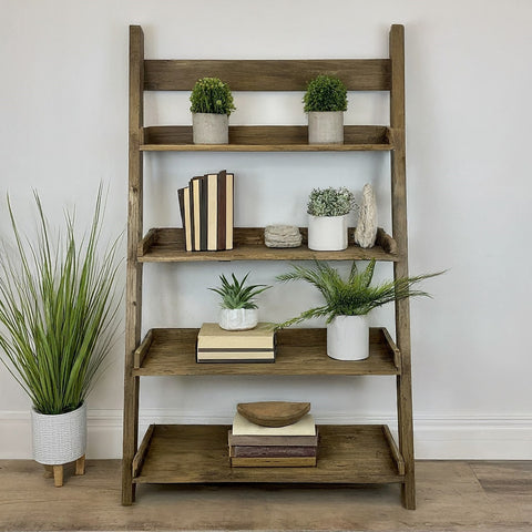 a wooden repurposed bookshelf
