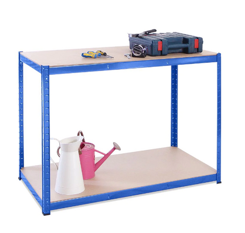 - Blue colour Heavy duty 120 x 60cm workbench top with additional 120 x 60cm shelf underneath