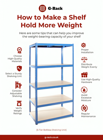 An infographic on the tips to make a shelf hold more weight