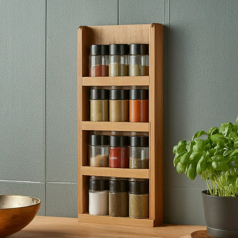 spice rack holding jars of spices