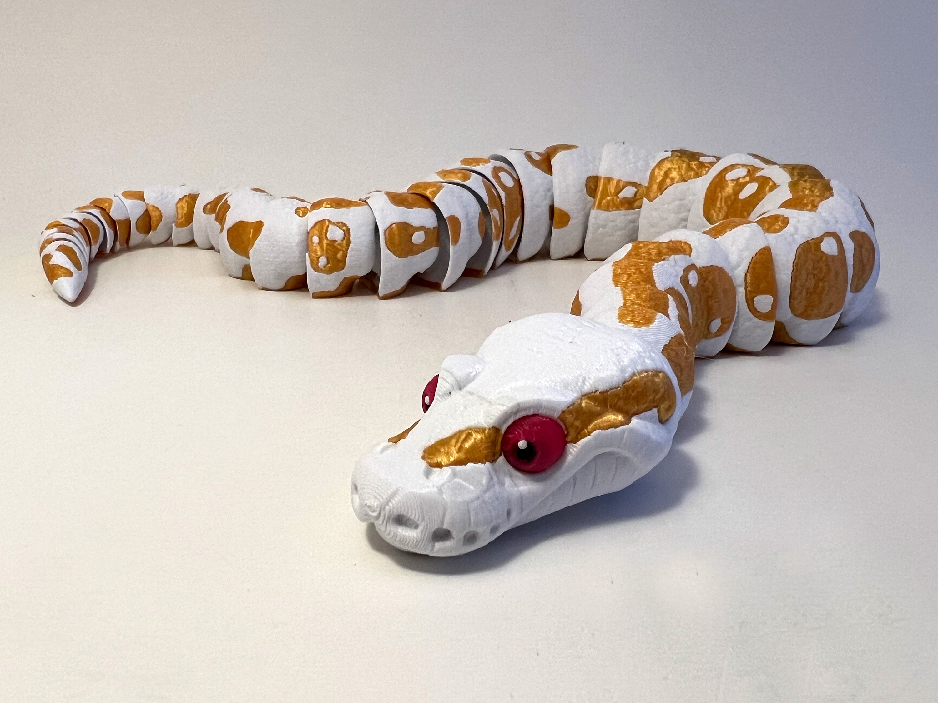 Albino Ball Python Snake Articulated 3D Printed Flexi
