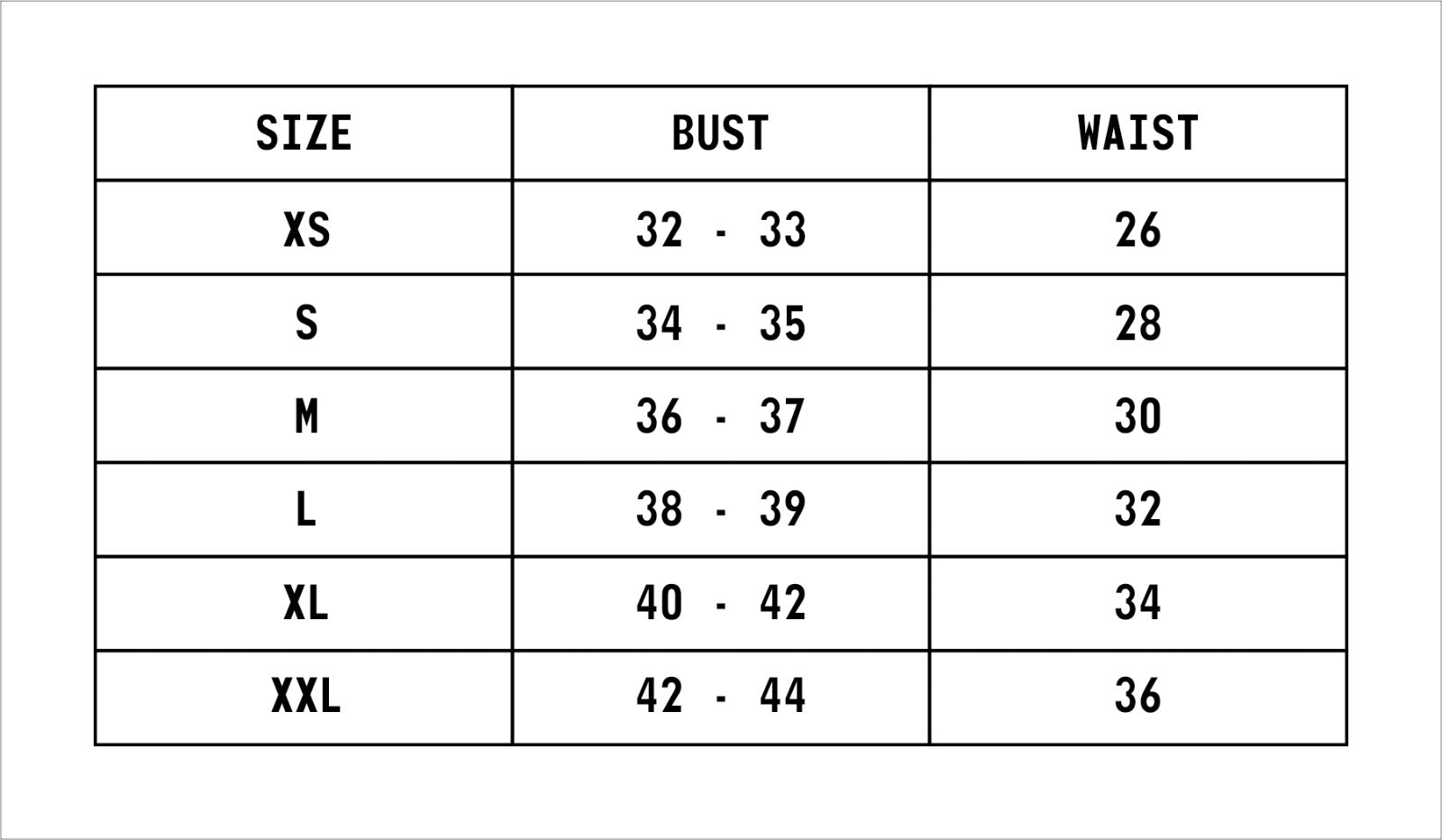 Size Measurement Chart