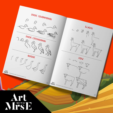 farm yard animals drawing guide