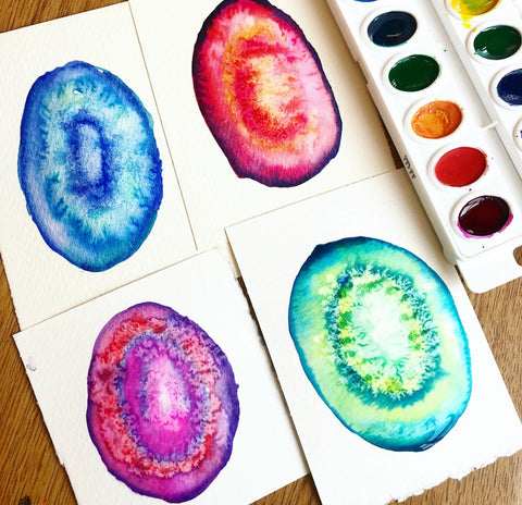 color theory art proejct: watercolor geodes art project art with mrs e